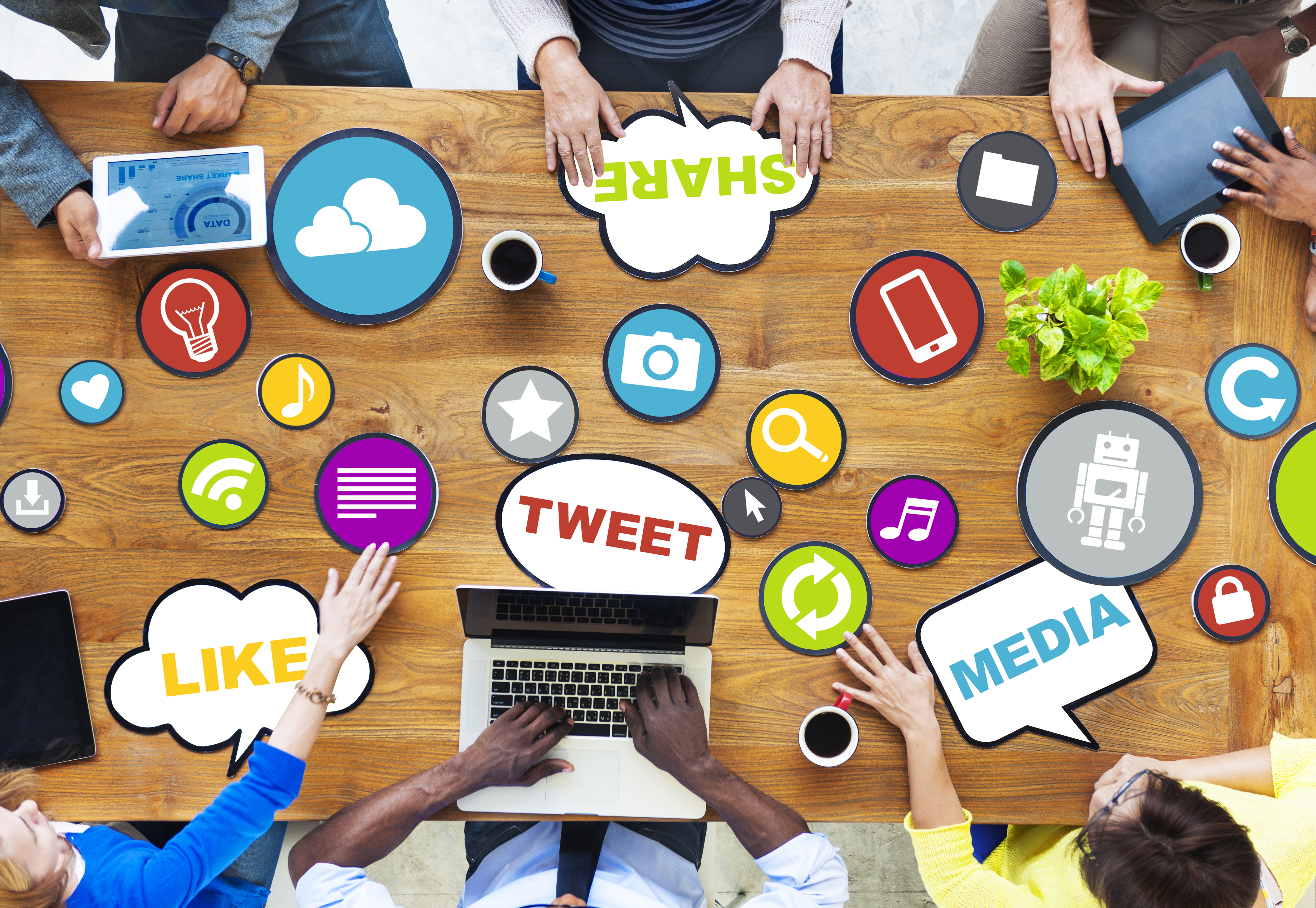 social media platform on desk